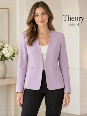 Theory Lilac Tailored Collarless Blazer